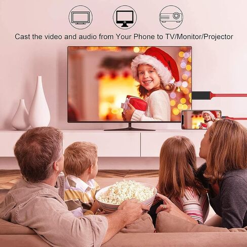 [Upgraded] Lightning to HDMI Adapter, Apple MFi Certified 1080P HDTV Cable Adapter Compatible with iPhone, iPad, iPod Digital AV Sync Screen Connector on HD TV Monitor Projector (Red) in Kuwait