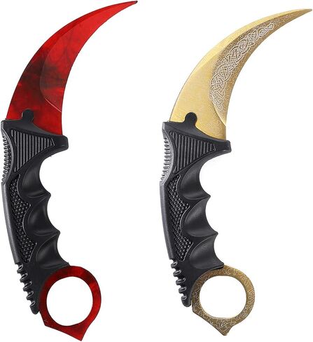 2 Pack Karambit Knife Without Cutting Edge with Sheath No Cutting Edge Knife for Beginner (Gold&Red) in Kuwait