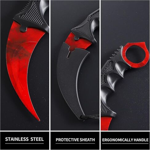 2 Pack Karambit Knife Without Cutting Edge with Sheath No Cutting Edge Knife for Beginner (Gold&Red) in Kuwait