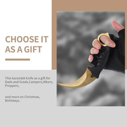 2 Pack Karambit Knife Without Cutting Edge with Sheath No Cutting Edge Knife for Beginner (Gold&Red) in Kuwait