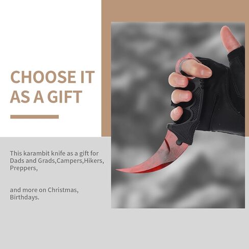 2 Pack Karambit Knife Without Cutting Edge with Sheath No Cutting Edge Knife for Beginner (Gold&Red) in Kuwait