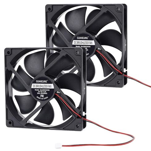 12025 Cooling Fan 120mm x 120mm x 25mm DC 12V 2Pcs Dual Ball Bearings Brushless 2Pin XH2.54 2700RPM in Kuwait