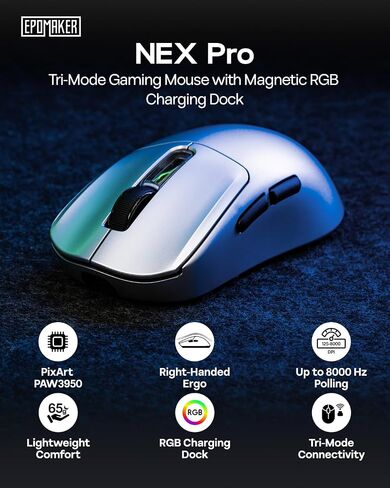 EPOMAKER NEX Pro Wireless Gaming Mouse with RGB Charging Dock in Saudi Arabia