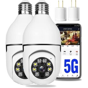 2PCS 360 Degree Security Cameras Wireless Outdoor, 2.4GHz & 5GHz WiFi Light Bulb Camera, 1080p Indoor for Home Camera System, Motion Detection, Two-Way Audio (2PCS) in Kuwait