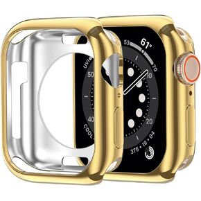 2 Pack [NO Screen Protector] Soft TPU Bumper Case for Apple Watch Series 9/8/7 45mm, Slim Thin Shockproof Cover, Flexible Protective Frame All-Around Edge for iWatch 45mm Accessories, Gold in Saudi Arabia
