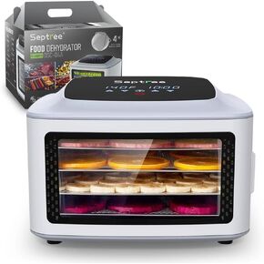 Compact Food Dehydrator, 4 Stainless Steel Trays Fresh Dryer Machine for Jerky Herbs Fruit Veggies Snacks, with Digital Timer | 190F Temperature Control, Great Size for Small Family in Kuwait