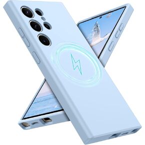 GUAGUA for Samsung Galaxy S24 Ultra Silicone Case, Compatible with Magsafe Soft Gel Rubber Slim Microfiber Lining Cushion Texture Cover Shockproof Protective Phone Case for Galaxy S24 Ultra 6.8",Stone in Kuwait