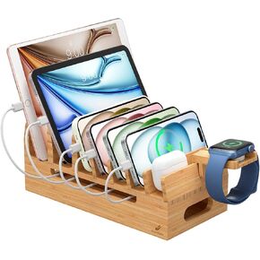 Pezin & Hulin Bamboo Charging Station for Multiple Device Phone Watch Stand in Kuwait
