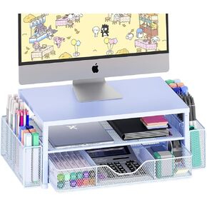 OPNICE Desk Organizers and Accessories, Computer Monitor Stand Riser with Drawer and 2 Pen Holders, Printer & Laptop Stand, Office Desk Accessories & Workspace Organizers for Home Office Supplies, Black in Kuwait