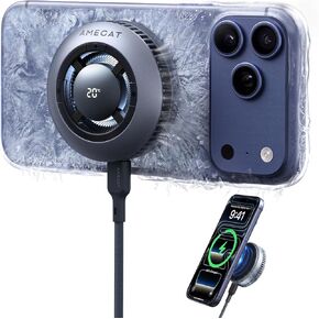 Magnetic Wireless Charger with Active Semiconductor Cooling System,15W Qi2 MagSafe Fast Charging Pad for Gaming & Live Streaming, Phone Cooler for Video Recording for iPhone 17 16 15 14 13 12 Series in Kuwait