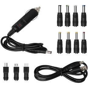 12V Car Charger with 5V DC Power Cable, 11 Connectors (Black) in Saudi Arabia