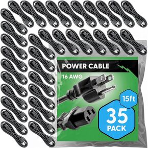 Rebuild Skills 16AWG 10FT 10PK - 16/3 Longer Length C13 Power Cord for Universal Computer Monitors, Printers, Scanners, Projectors, Powered Speakers, Stage Amplifiers, and Home Office in Kuwait