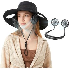 Bucket Hat Fan, 2-in-1 Hands-free Hat Fan with Detachable Neck Fan in Kuwait