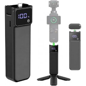 [Upgraded] Battery Handle for DJI Osmo Pocket 4P/4/3, Battery Grip Accessories for Xtra Muse, with Mini Tripod, Support External MIC, 5000mAh, 22.5W Fast Charging, 1/4"Thread, Digital Display in Kuwait