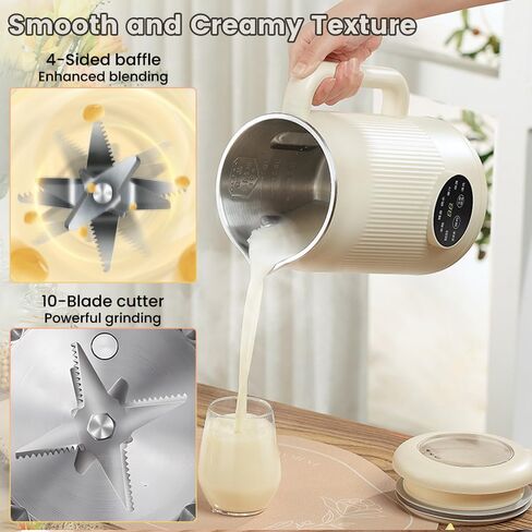 8 in 1 Nut Milk Maker,40oz Soy Milk Maker Machine with 10 Blades, for Homemade Oat, Nut, Soy, Juice, Plant-Based with Delay Start/Self Clean Features self-cleaning and scheduled timer functions in Kuwait