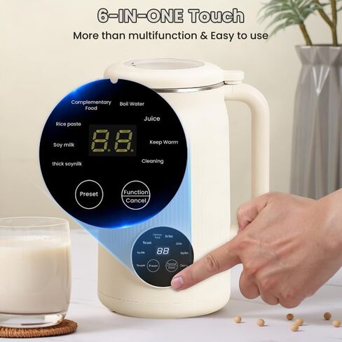 8 in 1 Nut Milk Maker,40oz Soy Milk Maker Machine with 10 Blades, for Homemade Oat, Nut, Soy, Juice, Plant-Based with Delay Start/Self Clean Features self-cleaning and scheduled timer functions in Kuwait