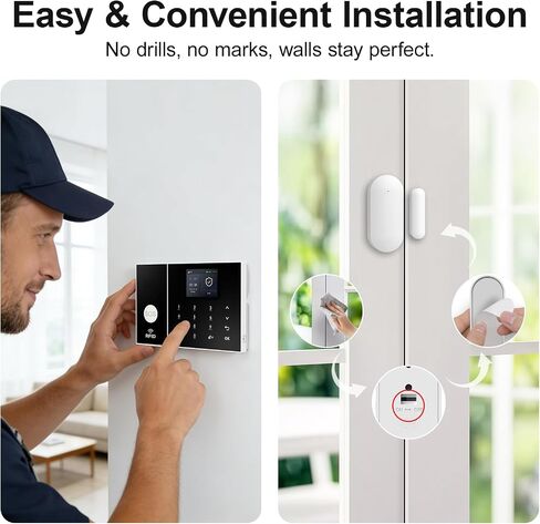 Wireless Alarm System for Home Security,24 Pcs Home Alarm System Wireless DIY Kit,WiFi+GSM/4G with Instant App Alerts NO MonthlyFees,SOS Button,App & Remote Control,Work with Alexa,for Apartment in Kuwait