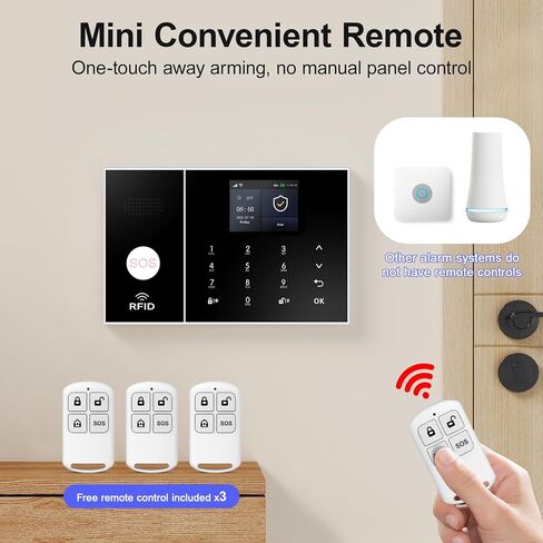 Wireless Alarm System for Home Security,24 Pcs Home Alarm System Wireless DIY Kit,WiFi+GSM/4G with Instant App Alerts NO MonthlyFees,SOS Button,App & Remote Control,Work with Alexa,for Apartment in Kuwait