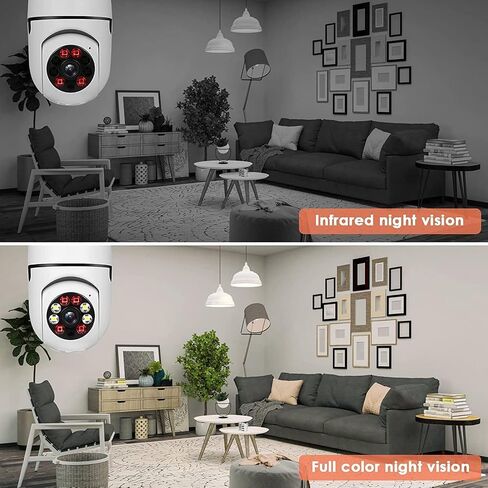 2PCS 360 Degree Security Cameras Wireless Outdoor, 2.4GHz & 5GHz WiFi Light Bulb Camera, 1080p Indoor for Home Camera System, Motion Detection, Two-Way Audio (2PCS) in Kuwait