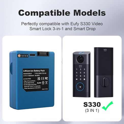 Security Rechargeable Battery for S330 Video Smart Lock 3-in-1, Smart Drop in Kuwait