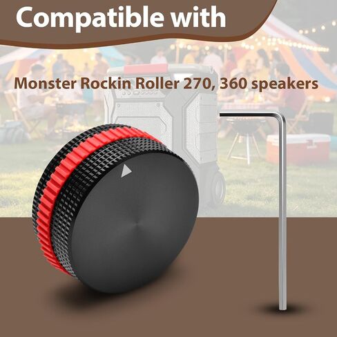 Metal Volume Knob Compatible with Monster Rockin Roller 270 360 Speakers, Aluminium Potentiometer Knobs with Red Rubber o-Ring in Kuwait