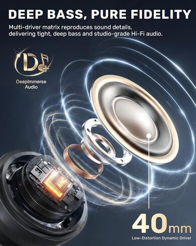 Boean Active Noise Cancelling Headphones, Bluetooth 6.0 Wireless Over Ear Headphones with 120H Playtime, 360° Spatial Audio & 5 ENC Mics, Soft Memory Foam, Transparency Mode for Office Travel Gaming in Kuwait