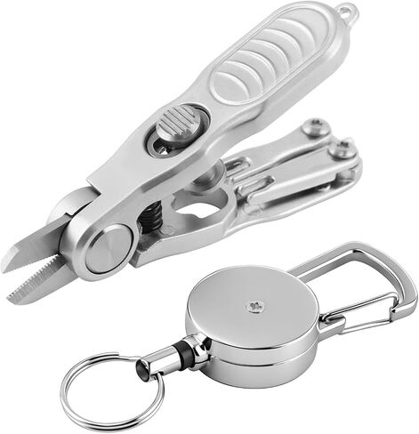 Fishing Line Cutter Tool, Multi-Function Folding Angler Accessory with Retractors and Knot Tying Tool, Stainless Steel Blades for Cut Braid, Mono and Fluoro Lines in Kuwait