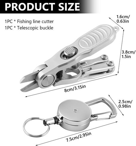 Fishing Line Cutter Tool, Multi-Function Folding Angler Accessory with Retractors and Knot Tying Tool, Stainless Steel Blades for Cut Braid, Mono and Fluoro Lines in Kuwait