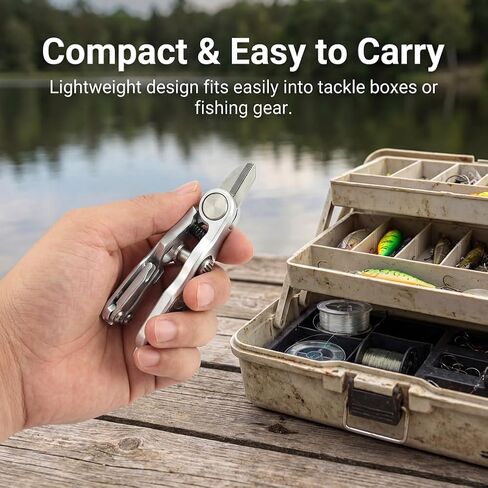 Fishing Line Cutter Tool, Multi-Function Folding Angler Accessory with Retractors and Knot Tying Tool, Stainless Steel Blades for Cut Braid, Mono and Fluoro Lines in Kuwait