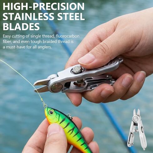 Fishing Line Cutter Tool, Multi-Function Folding Angler Accessory with Retractors and Knot Tying Tool, Stainless Steel Blades for Cut Braid, Mono and Fluoro Lines in Kuwait