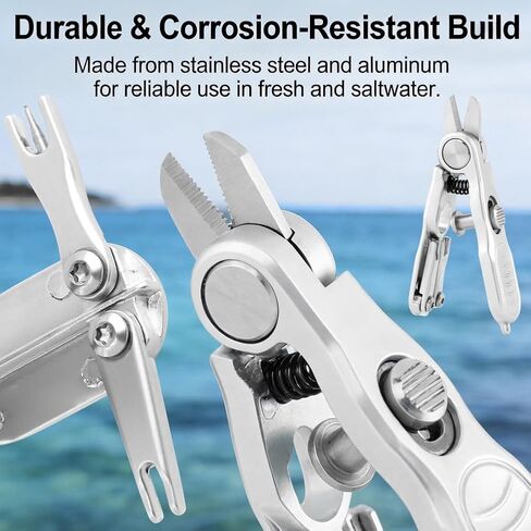 Fishing Line Cutter Tool, Multi-Function Folding Angler Accessory with Retractors and Knot Tying Tool, Stainless Steel Blades for Cut Braid, Mono and Fluoro Lines in Kuwait