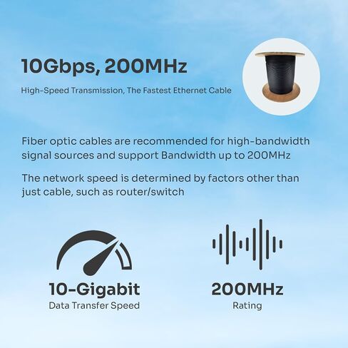 COMZON 6-Strand Fiber Optic Cable, Multimode, Black, 1000ft Spool in Kuwait