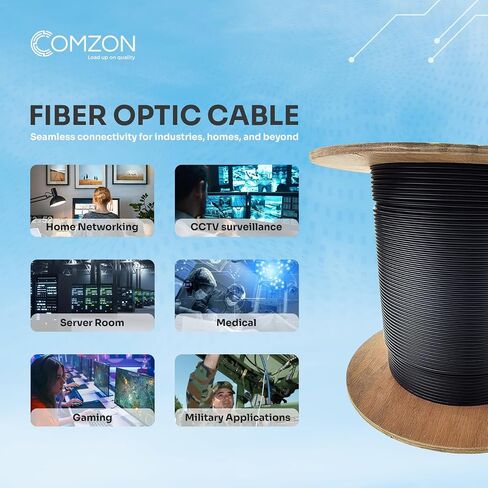 COMZON 6-Strand Fiber Optic Cable, Multimode, Black, 1000ft Spool in Kuwait