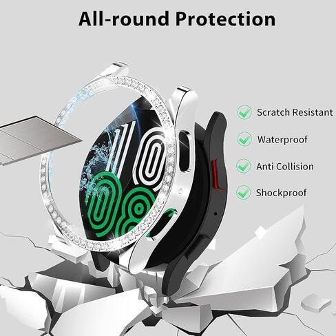 3 Packs for Galaxy Watch 6 Classic 47mm Case, Bling Frame Protective Case Compatible for Samsung Galaxy Watch 6 (3 Packs, Black/Silver/Clear)-47mm in Kuwait