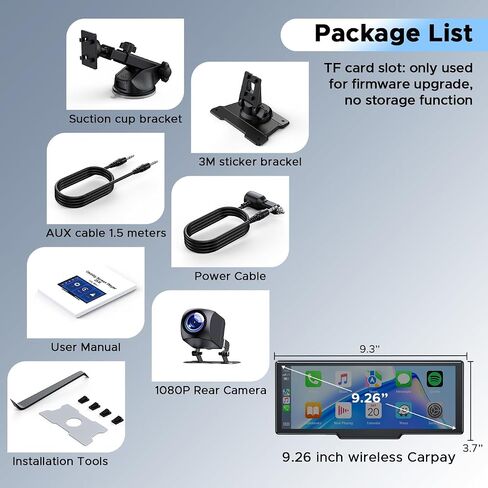 Topexplore 9.26'' Carplay Screen with 2.5K Dash Cam and 1080P Backup Camera in Saudi Arabia