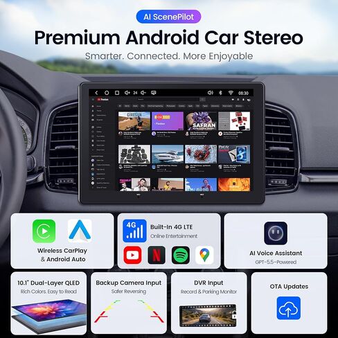 ATOTOZONE 9" Android Doubel DIN Car Stereo, 4G LTE, 8 Core QLED AI Radio in Saudi Arabia