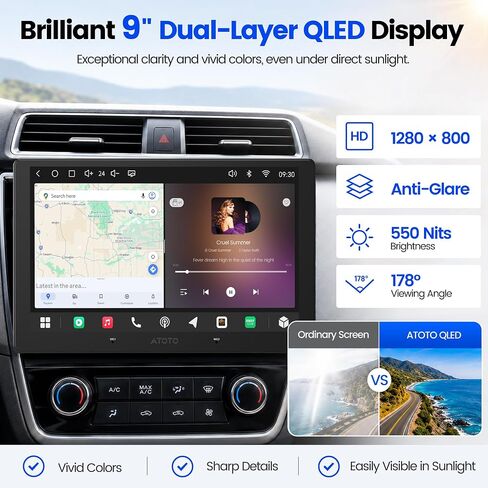 ATOTOZONE 9" Android Doubel DIN Car Stereo, 4G LTE, 8 Core QLED AI Radio in Saudi Arabia
