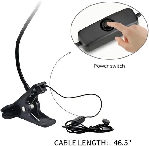Black-Warm White USB Flexible Reading LED Light Clip-on Beside Bed Table Desk Lamp Book Lamp in Kuwait