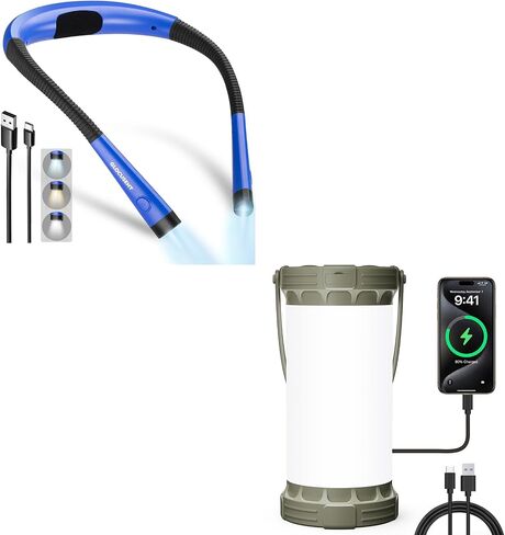 Glocusent LED Ultra Bright Camping Lantern, Reading Light,Blue Neck Light in Kuwait
