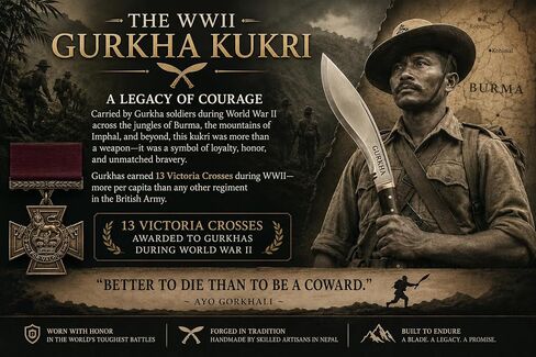 Gurkha Kukri Knife – Hand-Forged in Nepal – WW II 11" Carbon Steel Blade | Full Tang Khukuri – Heavy Duty Chopping, Survival & Bushcraft with 2 Utilities Knives & Leather Sheath in Saudi Arabia