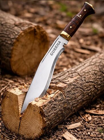 Gurkha Kukri Knife – Hand-Forged in Nepal – WW II 11" Carbon Steel Blade | Full Tang Khukuri – Heavy Duty Chopping, Survival & Bushcraft with 2 Utilities Knives & Leather Sheath in Saudi Arabia