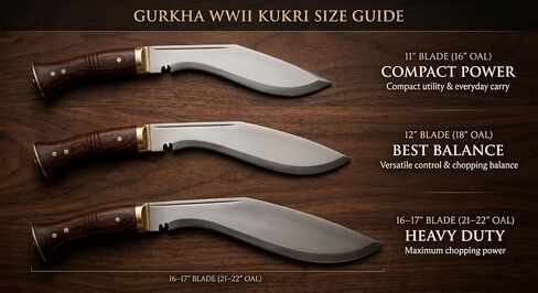Gurkha Kukri Knife – Hand-Forged in Nepal – WW II 11" Carbon Steel Blade | Full Tang Khukuri – Heavy Duty Chopping, Survival & Bushcraft with 2 Utilities Knives & Leather Sheath in Saudi Arabia