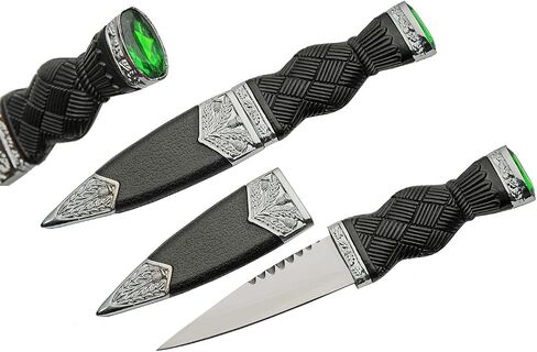 SZCO Supplies 7" Emerald Colored Adorned Sgian Dubh Scottish Dirk Knife with Scabbard Black, 211545-GN in Kuwait