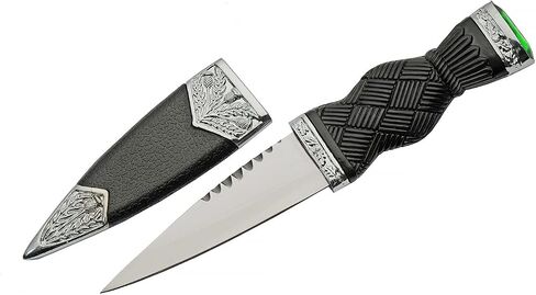 SZCO Supplies 7" Emerald Colored Adorned Sgian Dubh Scottish Dirk Knife with Scabbard Black, 211545-GN in Kuwait