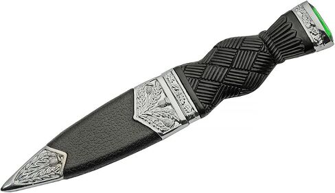 SZCO Supplies 7" Emerald Colored Adorned Sgian Dubh Scottish Dirk Knife with Scabbard Black, 211545-GN in Kuwait