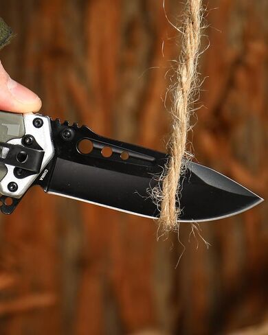Dispatch Tactical Hunting Knife Set - 2 Piece, 8.5" Fixed Blade Gut Hook Bowie Knife & 4.5" Folding Pocket Knife with Sheath - Survival Gear for Men, Full Tang Camo Handle Hunting Essentials in Kuwait