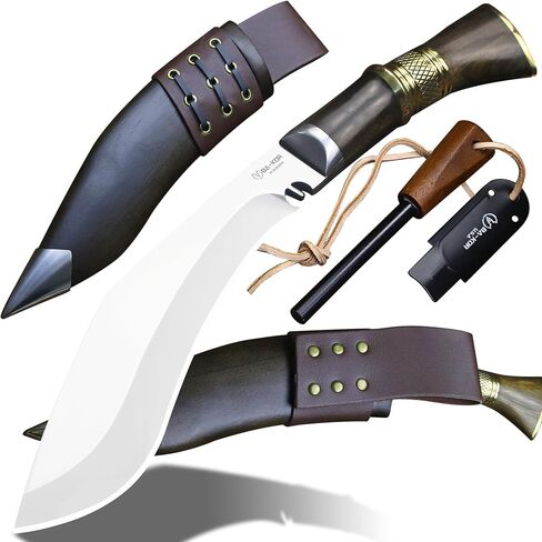 BA-KOR 13in 6mm Bushcraft Survival Knife with Fire Starter,9CR18MOV Fixed Blade Camping Knife,Full Tang Outdoor Hunting Knife in Kuwait