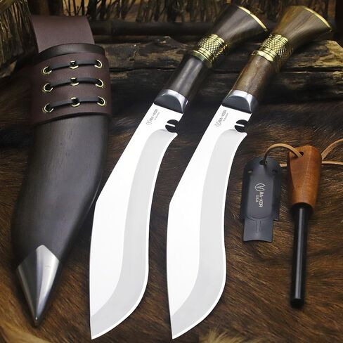 BA-KOR 13in 6mm Bushcraft Survival Knife with Fire Starter,9CR18MOV Fixed Blade Camping Knife,Full Tang Outdoor Hunting Knife in Kuwait