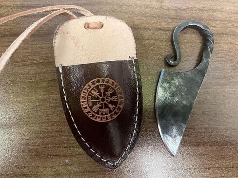 Celtic Hand-Forged Knife – Carbon Steel Blade with Leather Sheath – Vintage Fixed Blade for Camping, Survival, Hiking – Unique Gift for Men, Collectors & Outdoor Use in Kuwait