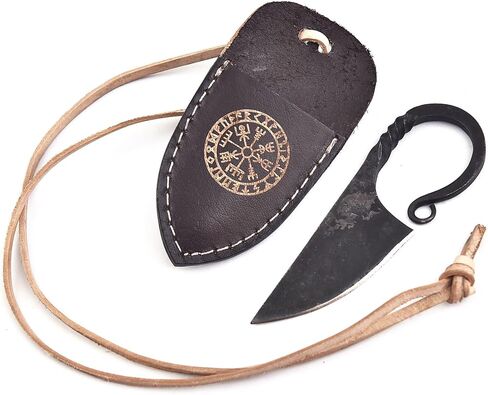 Celtic Hand-Forged Knife – Carbon Steel Blade with Leather Sheath – Vintage Fixed Blade for Camping, Survival, Hiking – Unique Gift for Men, Collectors & Outdoor Use in Kuwait